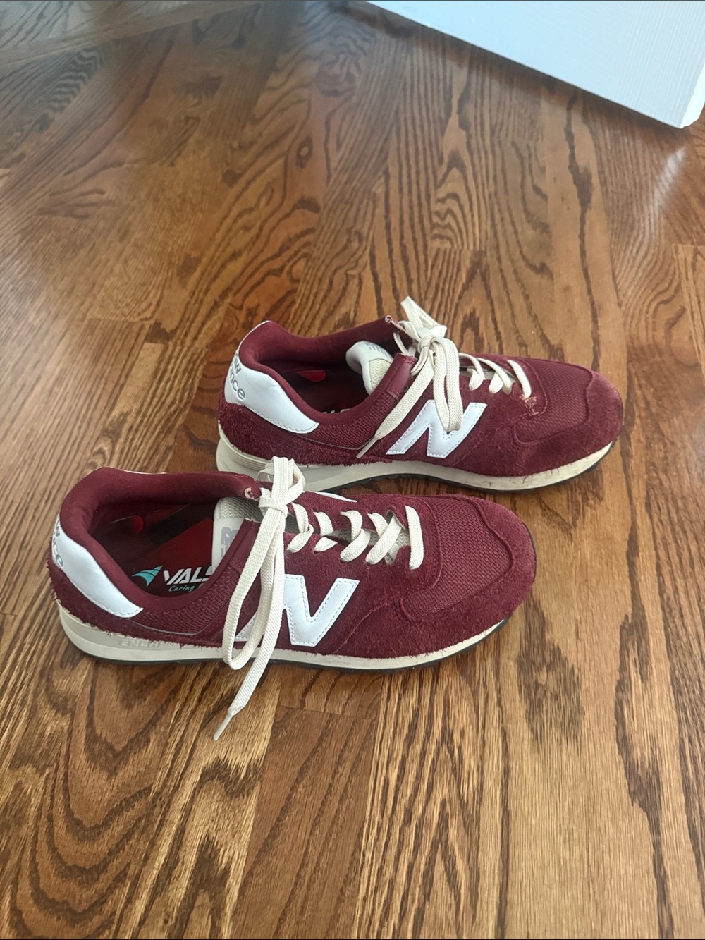 New Balance Maroon Suede Mesh Sneakers with White 'N' Accents - Picture 4 of 12